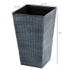 Set of 3 -  Faux Rattan Plastic Tall Large Flower Pots
