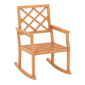 Teak Wood Rocking Chair Porch Rocker with Backrest and Slatted Seat (size: Oversized)
