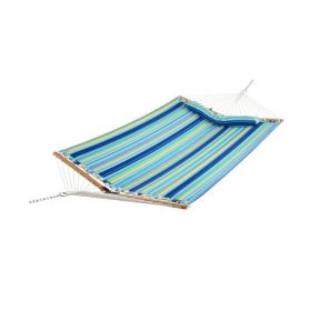 Patio Hammock Foldable Portable Swing Chair Bed with Detachable Pillow (Color: Blue)
