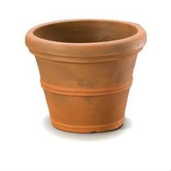 12-inch Round Planter in Weather Resistant Poly Resin Plastic (Color: Rust Color)