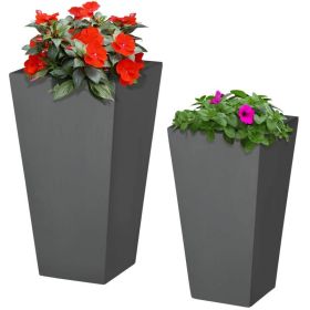Set of 2 Modern Lightweight Outdoor Flower Pot Planters  22-in and 18-in (Color: Grey)
