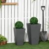 Set of 2 Modern Lightweight Outdoor Flower Pot Planters  22-in and 18-in