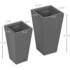 Set of 2 Modern Lightweight Outdoor Flower Pot Planters  22-in and 18-in