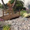 Outdoor 4-ft Wooden Garden Bridge with Rails in Wood Finish