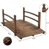 Outdoor 4-ft Wooden Garden Bridge with Rails in Wood Finish