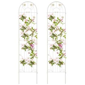 2 Pack - Galvanized Steel Garden Trellis in White Metal Outdoor Finish (size: 7-Ft)