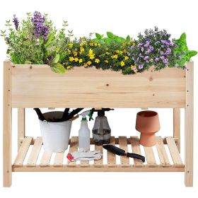 Solid Wood 2-Tier Raised Garden Bed Planter Box (size: 4-Ft X 2-Ft X32-Inch High)