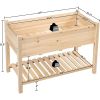 Solid Wood 2-Tier Raised Garden Bed Planter Box