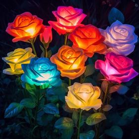 Solar Lights Outdoor Waterproof for Garden Decor, 4 Pack Solar Garden Lights for Outside, Outdoor Solar Lights for Yard with Solar Flowers Lights, Sol (Option: 6Pcs)
