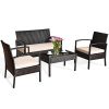 4 Pieces Patio Furniture Sets Rattan Set Outdoor Bistro