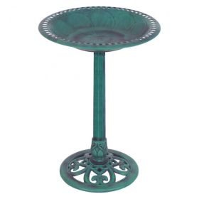 Outdoor Garden Freestanding Pedestal Bird Bath Feeder (Color: Green, Type: bird)