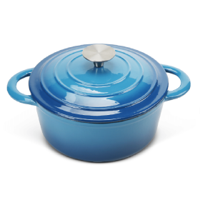 Dutch Oven,Dutch Oven Pot with Lid,3 QT Enamel Dutch Ovens with Dual Handles,Cast Iron Pot for Braiser,Cooking,Gifts for Family (Color: Blue)