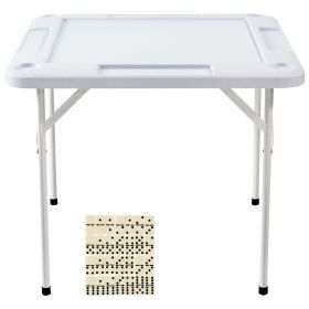 Mahjong Table, Square 4 Player Folding Card Table with 4 Cup Holders & 4 Chip Trays (Default: Default)