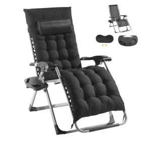 Zero Gravity Chair, 26 inch Zero Gravity Recliner Lounge Chair for Indoor and Outdoor, Adjustable Anti Gravity Chair with Cushion, Headrest, Footrest (Width: 26", Color: Black)
