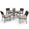 Pamapic Outdoor Dining Sets for 4 with Iron Frame & Rattan Backrest