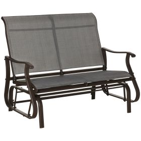 2-Person Outdoor Glider Bench, Patio Glider Loveseat Chair with Powder Coated Steel Frame, 2 Seats Porch Rocking Glider for Backyard, Lawn (Color: as Pic)