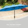 Double-sided Patio Umbrella, 9.5' Outdoor Umbrella with Push Button Tilt and Crank, 3 Air Vents and 12 Ribs