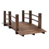 5 ft Wooden Garden Bridge Arc Stained Finish Footbridge with Railings for your Backyard