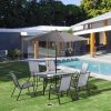 8 Pieces Outdoor Dining Table and Chairs, with Adjustable Table Umbrella, Fast-Drying Fabric, 6 Chairs and Dining Table