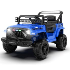 12V Kids Ride On Electric Truck Car W Parents Control,2WD,Four-wheel Suspension,Early Education Function,Adjustable Volume,USB,MP3,Bluetooth,Microphon (Option: Blue)
