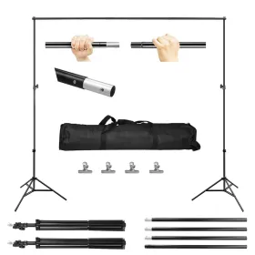 6.5 X 10ft Photo Video Studio Backdrop Background Stand Adjustable Heavy Duty Photography Backdrop Support Stand Set (Option: Black)
