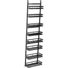 Behind-the-door Food Cabinet Storage Rack, Metal Hanging Spice Rack, Cabinet Door Storage Rack With Adjustable Basket, Kitchen Wall-mounted Spice Rack (Option: 8 layers)