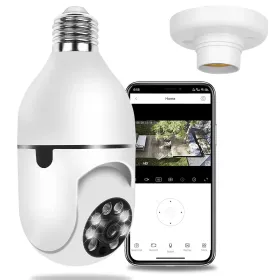 E27 WiFi Bulb Camera 1080P FHD WiFi IP Pan Tilt Security Surveillance Camera (Option: White)
