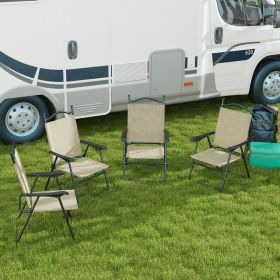 4 Piece Folding Patio Camping Chair Set (Option: Beige-950x370x580 mm)