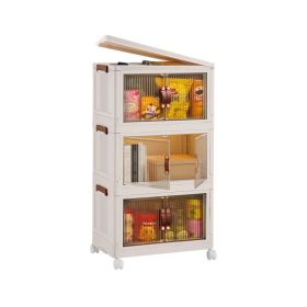 3Pcs Foldable Storage Bins With Lid Front Magnetic Door Collapsible Stackable Closet Organizer Containers With 4Pcs 360Â° Rotatable Wheels 8Pcs Small (Option: S1614x945x984in)