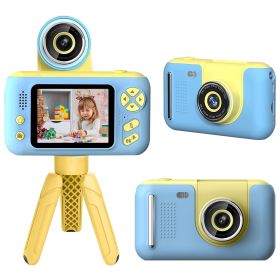 1Pc Kids Digital Camera With Flip Lens Children Video Camcorder Christmas Toy Birthday Gifts With Tripod 2.4in Screen 32G MMC Card For 3-10 Year (Option: Blue)