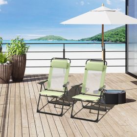 Set of 2 Portable Folding Outdoor Recliners w/ Adjustable Backrest (Option: Green-1005x180x640 mm)