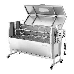 Rotisserie Grill, 38W BBQ Outdoor Pig & Lamb Spit Roaster, Charcoal Spit Roaster with 132 LBS Capacity, Wheels (size: 4-Level Height)