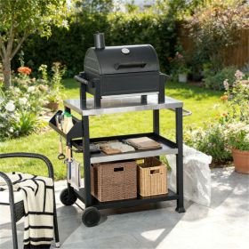Outdoor bar cart, barbecue table, (Color: Black)